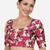 Floral print silk u neck elbow sleeves readymade saree blouse