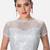 Silver high neck short sleevess princesss cut padded readymade saree blouse