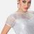 Silver high neck short sleevess princesss cut padded readymade saree blouse