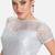 Silver high neck short sleevess princesss cut padded readymade saree blouse
