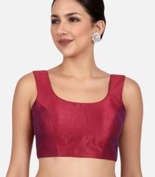Magenta dupion silk sleeveless readymade saree blouse