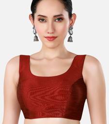 Maroon dupion silk sleeveless readymade saree blouse
