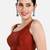 Maroon dupion silk sleeveless readymade saree blouse