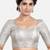 Silver brocade printed readymade saree blouse