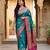 Sky blue pashmina paithani silk saree with beautifully multicolor border and pallu