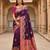 Wine pashmina paithani silk saree with beautifully multicolor border and pallu