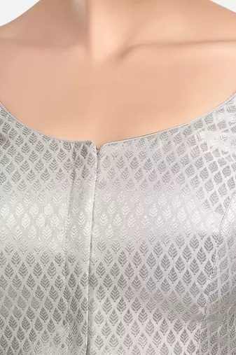 Silver brocade printed readymade saree blouse