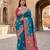 Teal pashmina paithani silk saree with beautifully multicolor border and pallu