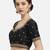 Embroidered black silk georgette princess cut padded readymade saree blouse