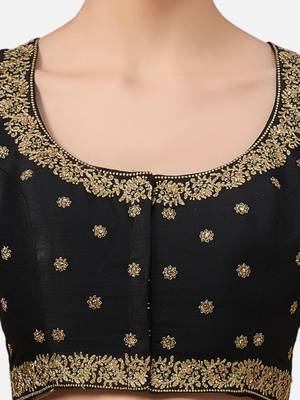 Embroidered black silk georgette princess cut padded readymade saree blouse 5