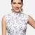 White floral printed high-neck sleeveless readymade saree blouse