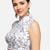 White floral printed high-neck sleeveless readymade saree blouse