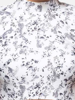 White floral printed high-neck sleeveless readymade saree blouse 5