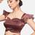 Brown crush tissue sweetheart neckline readymade blouse
