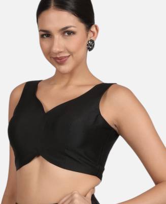 Black banglori silk sleeveless readymade saree blouse 1
