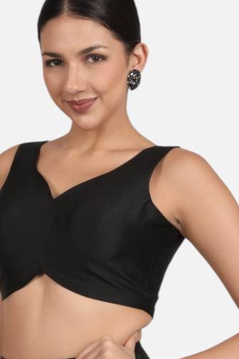 Black banglori silk sleeveless readymade saree blouse