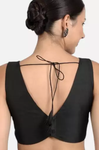 Black banglori silk sleeveless readymade saree blouse