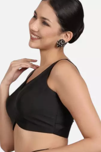 Black banglori silk sleeveless readymade saree blouse