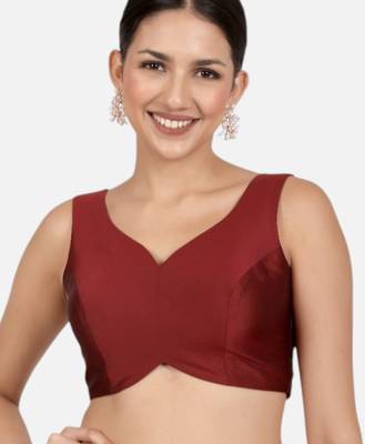 Maroon banglori silk sleeveless readymade saree blouse 1