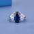 Luxury Blue Sapphire Oval Cut Statement Ring with Pear Cubic Zirconia Side Stones for Women Elegant
