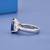 Luxury Blue Sapphire Oval Cut Statement Ring with Pear Cubic Zirconia Side Stones for Women Elegant