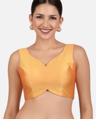 Mustard banglori silk sleeveless readymade saree blouse 1
