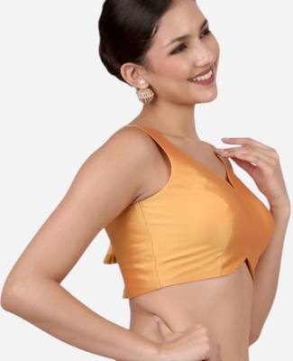 Mustard banglori silk sleeveless readymade saree blouse 3