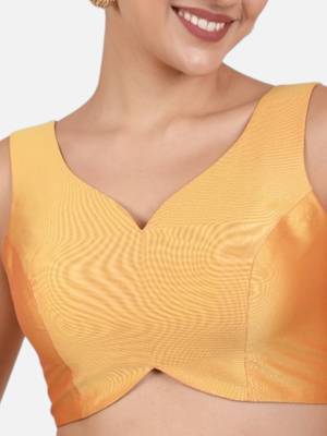 Mustard banglori silk sleeveless readymade saree blouse 5