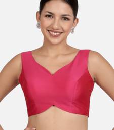 Rani pink banglori silk sleeveless readymade saree blouse