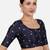 Navy blue kora silk golden zari work half sleeve readymade saree blouse