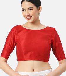 Silk high neck half sleeves red saree blouse readymade