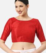 Silk high neck half sleeves red saree blouse readymade