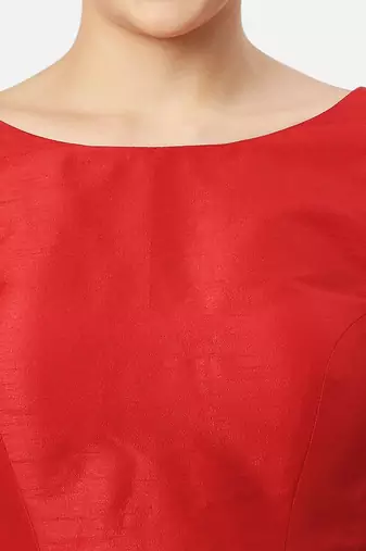 Silk high neck half sleeves red saree blouse readymade