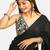 Black cotton deep neck sleeveless readymade blouse