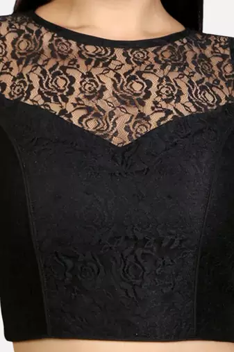 Designer high neck black dupion silk full net padded sleeveless readymade saree blouse