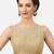 Designer high neck gold dupion silk full net padded sleeveless readymade saree blouse