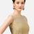 Designer high neck gold dupion silk full net padded sleeveless readymade saree blouse