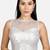 Designer high neck silver dupion silk full net padded sleeveless readymade saree blouse