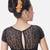Black high neck short sleevess princesss cut padded readymade saree blouse