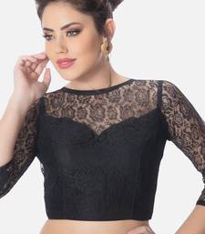 Net butter crepe black designer princess cut padded 3/4th sleeves readymade saree blouse