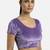 Velvet light purple short sleeves princess cut stretchable readymade saree blouse
