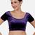 Velvet purple short sleeves princess cut stretchable readymade saree blouse