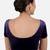 Velvet purple short sleeves princess cut stretchable readymade saree blouse