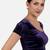 Velvet purple short sleeves princess cut stretchable readymade saree blouse