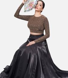 Copper tissue high neck full sleeves readymade blouse