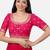 Rani pink silk embroidered round neck readymade saree blouse