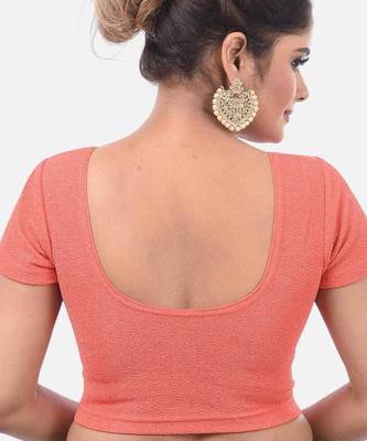 Gajri spandex short sleeves stretchable readymade saree blouse 2