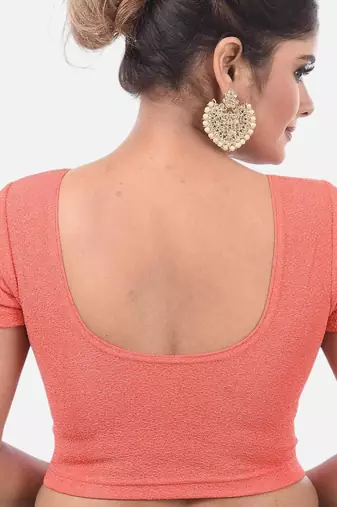 Gajri spandex short sleeves stretchable readymade saree blouse