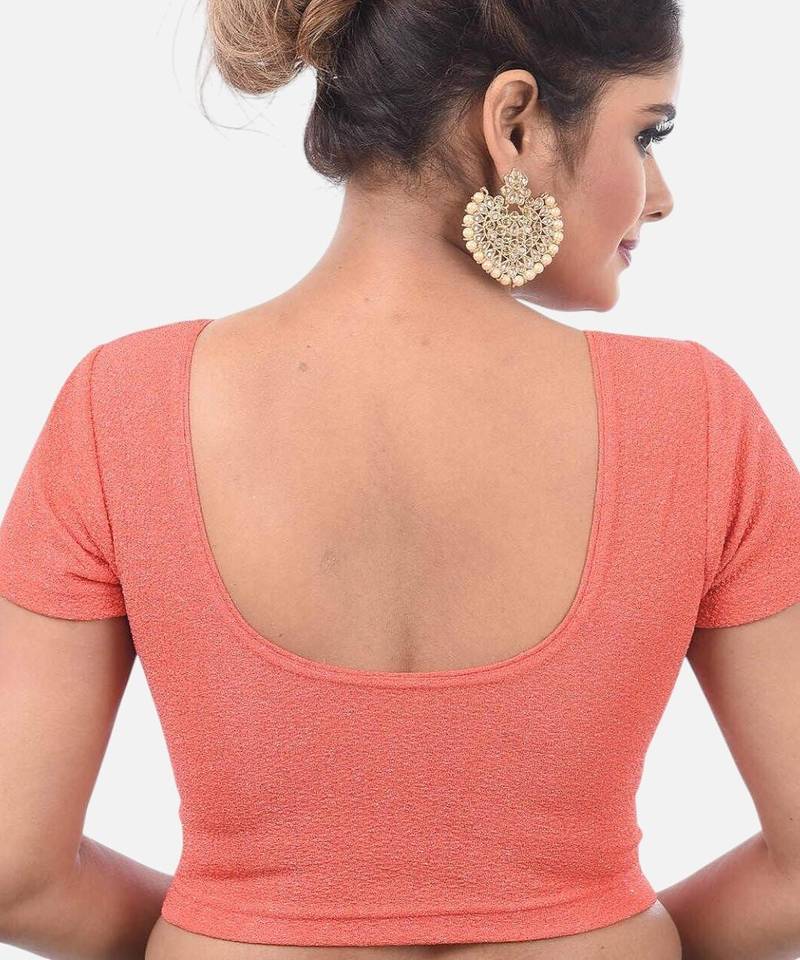 Gajri spandex short sleeves stretchable readymade saree blouse