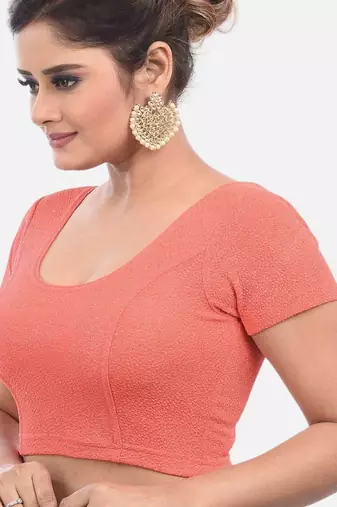 Gajri spandex short sleeves stretchable readymade saree blouse